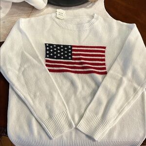 White Sweater with American Flag Design